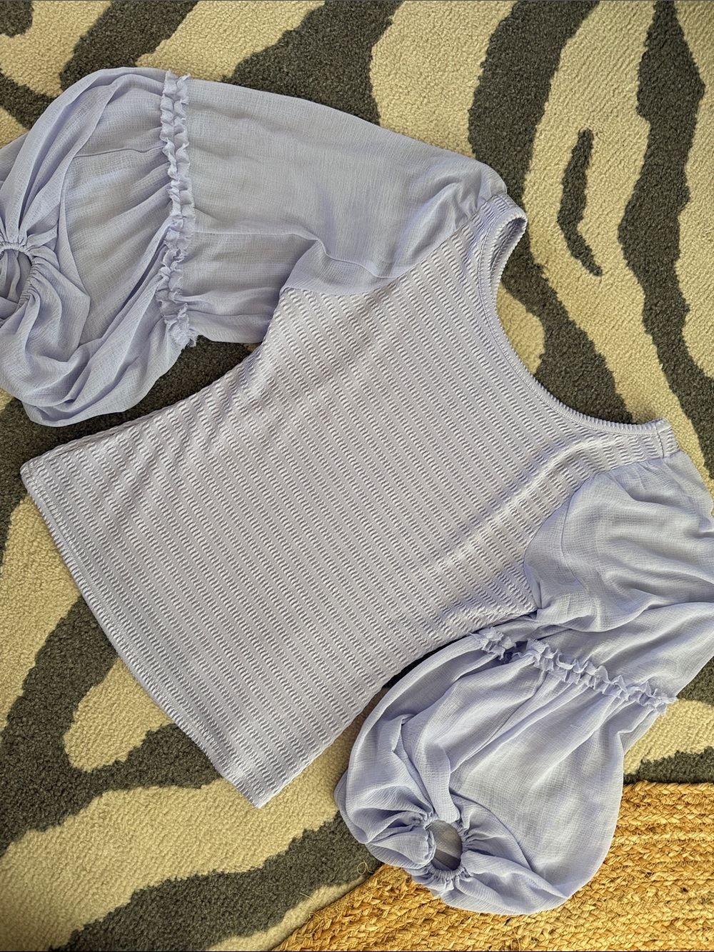 Anthropologie Lavender Puff-Sleeve Knit Top